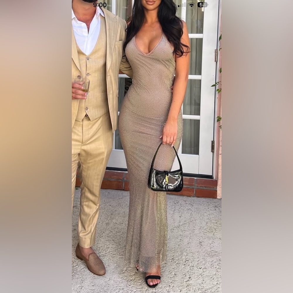 Rare London Gold Maxi Dress